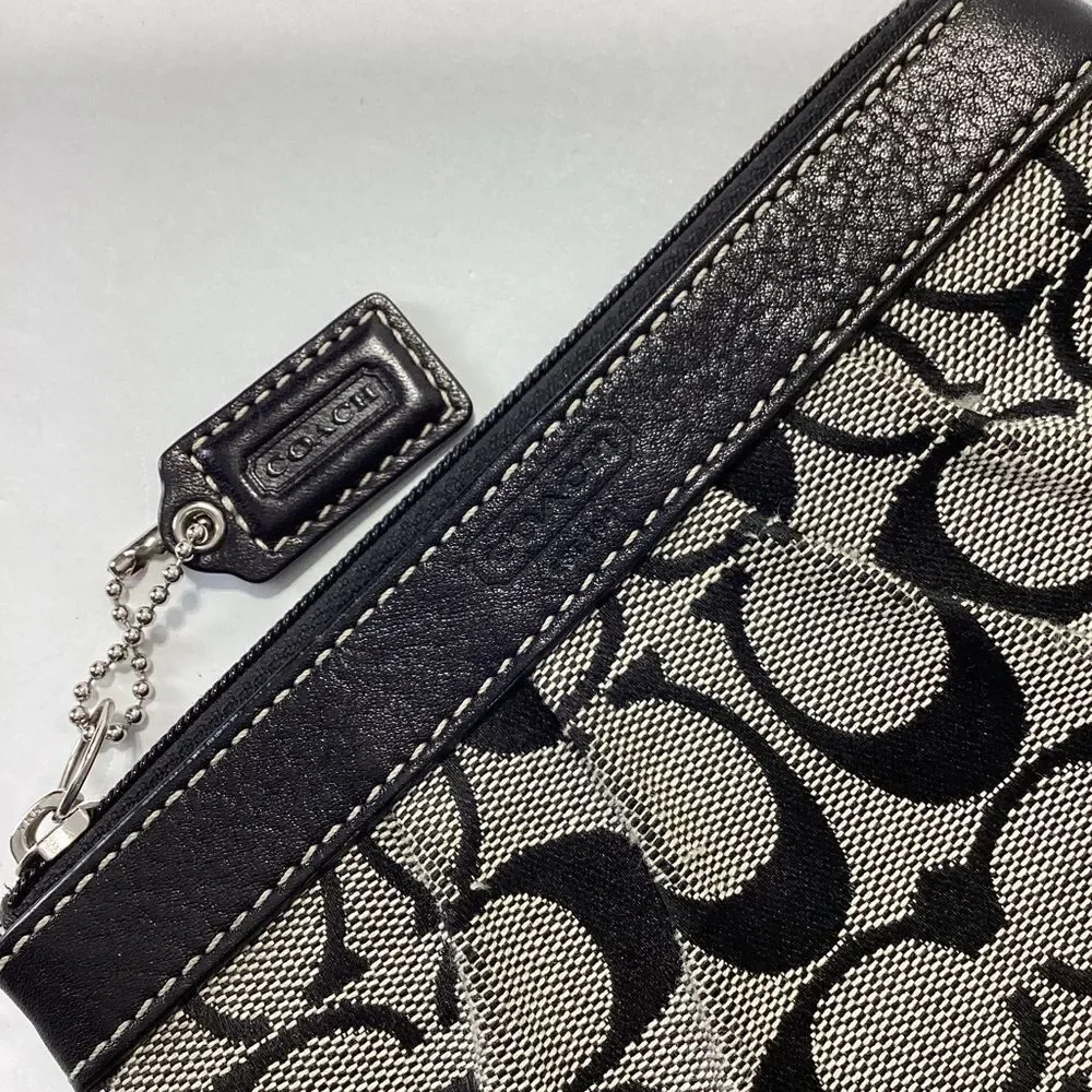 Coach Wristlet Lot of 2 Black C Logo Canvas Leather Small